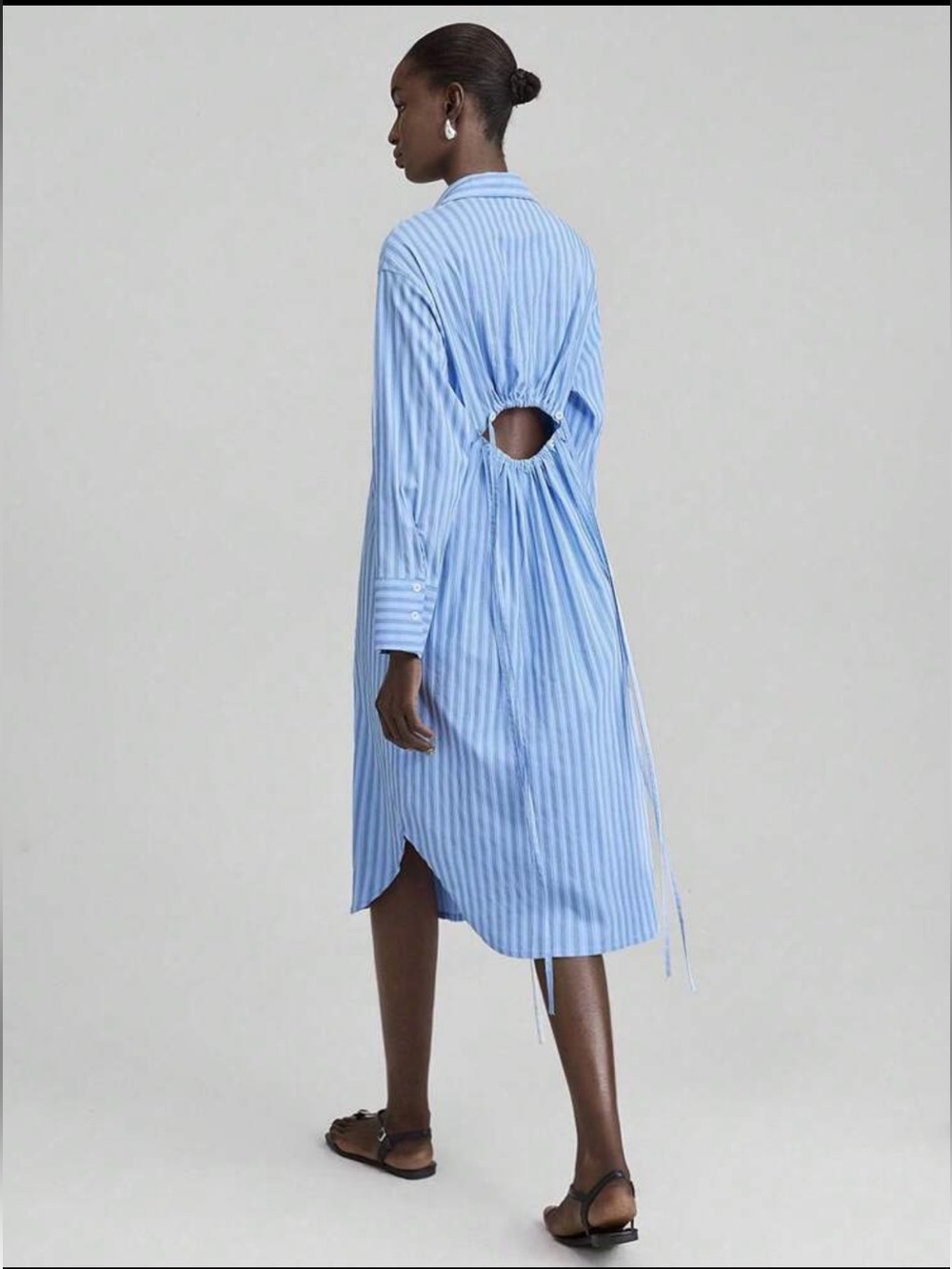 Ontre Striped Shirt Dress with Back Cutout